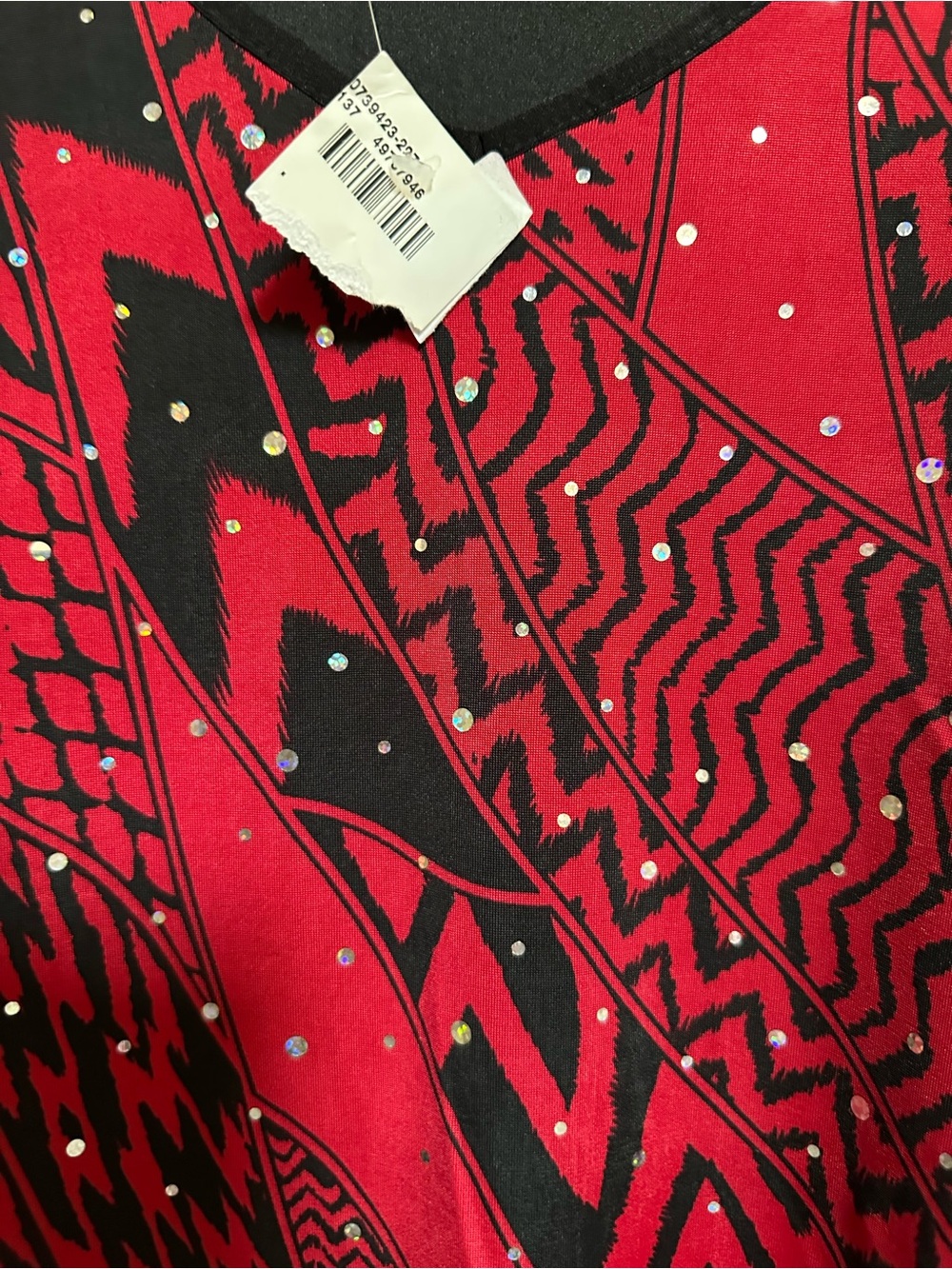 Red & Black Printed Strappy Tank Top - Picture 2 of 8